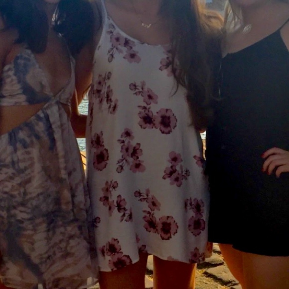 Brandy Melville white slip dress with pink flowers RARE